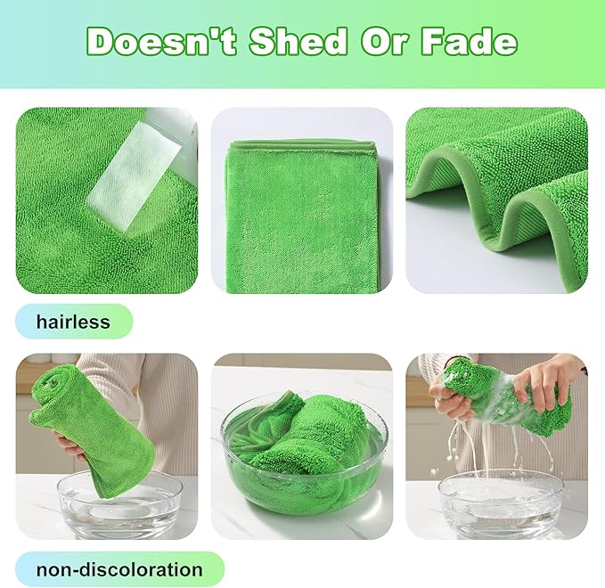 JOYMOOP Microfiber Towels for Cars, 3 Pack 35.4" x 23.6" Car Drying Towel, Green Reusable Car Towel, Quick Drying Car Microfiber Cleaning Cloth for RVs, SUVs, Trucks