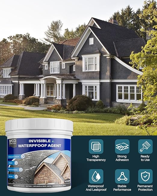 Transparent Waterproof Sealant,17oz Clear Transparent Waterproof Coating,Liquid Invisible Water Proof Agent for Roofs Walls,Garden,Bathroom,Kitchen Indoor & Outdoor Water Proof Sealant