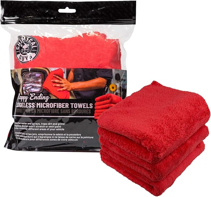 Chemical Guys Happy Ending Ultra Plush Edgeless Microfiber Towel, Red