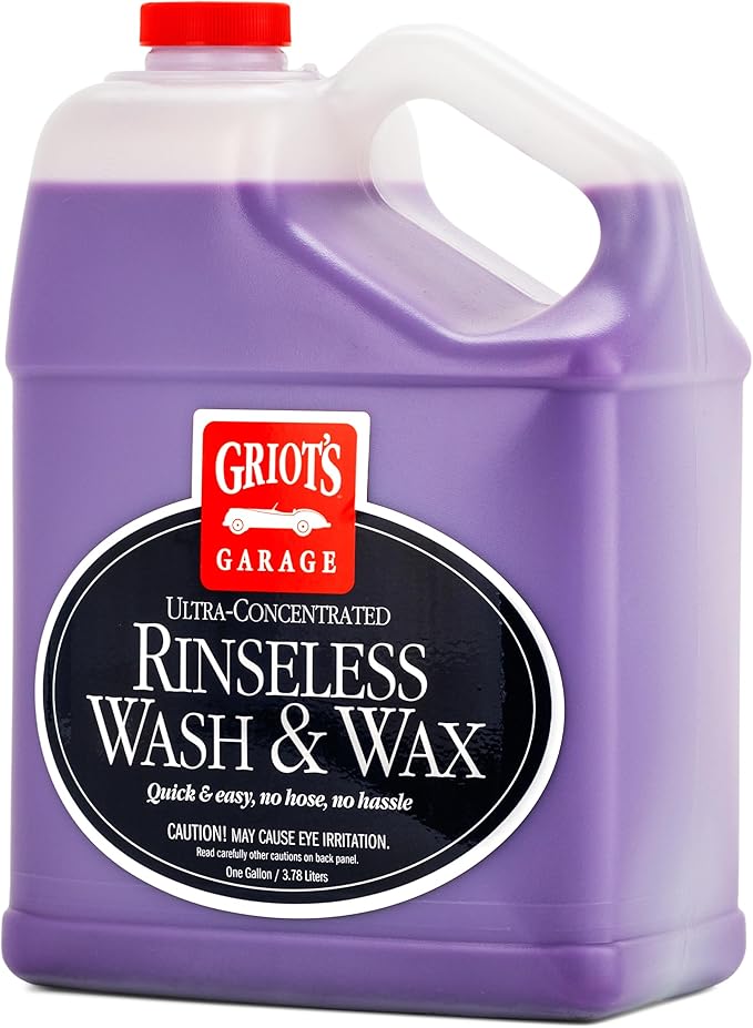 Griot's Garage Rinseless Wash and Wax for Car Cleaning and Detailing, No-Rinse, Waterless Formula For RVs, Boats, Trucks, Motorcycles and More, 10497, One Gallon