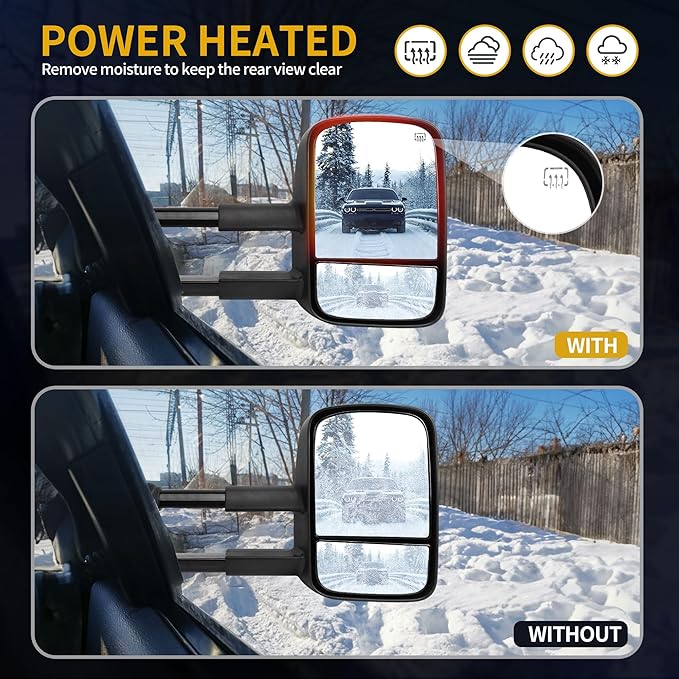 DWVO Towing Mirrors Fits 1988-1998 Chevy GMC C/K 1500 2500 3500 Pickup Manual Extendable Side Mirrors Pair Set