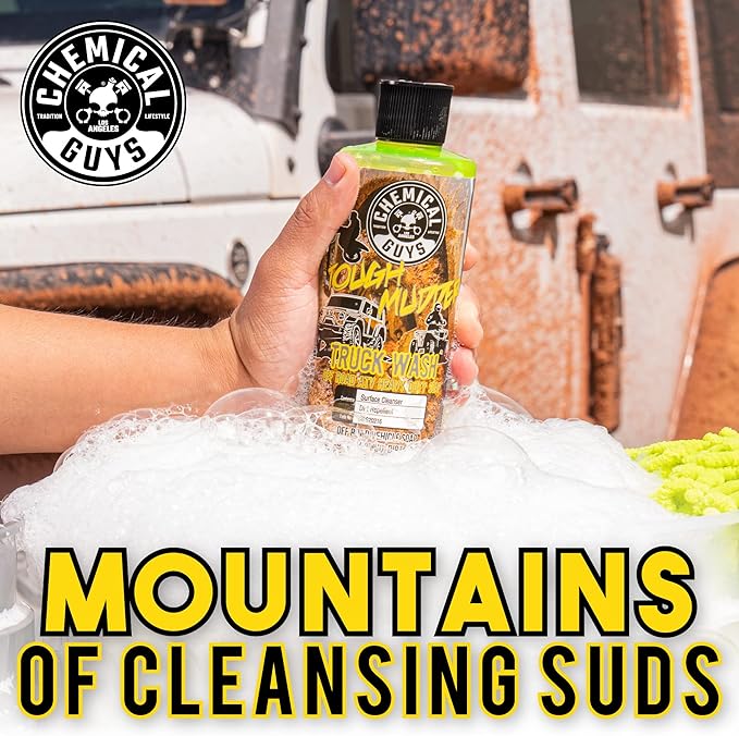 Chemical Guys Tough Mudder Foaming Heavy Duty Car Wash Soap – High Foaming Lemon Scent Shampoo for Trucks, Off Road Vehicles, ATVs and RVs – Works with Foam Cannons, Guns or Buckets, 128 oz
