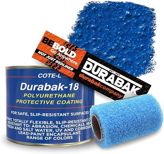 Durabak-18 Textured Truck Bed Liner Quart KIT - Roll On Coating | DIY Custom Coat for Bedliner and Undercoating, Auto Body, Automotive Rust Proofing, Boat Repair (Quart, Vivid Blue)