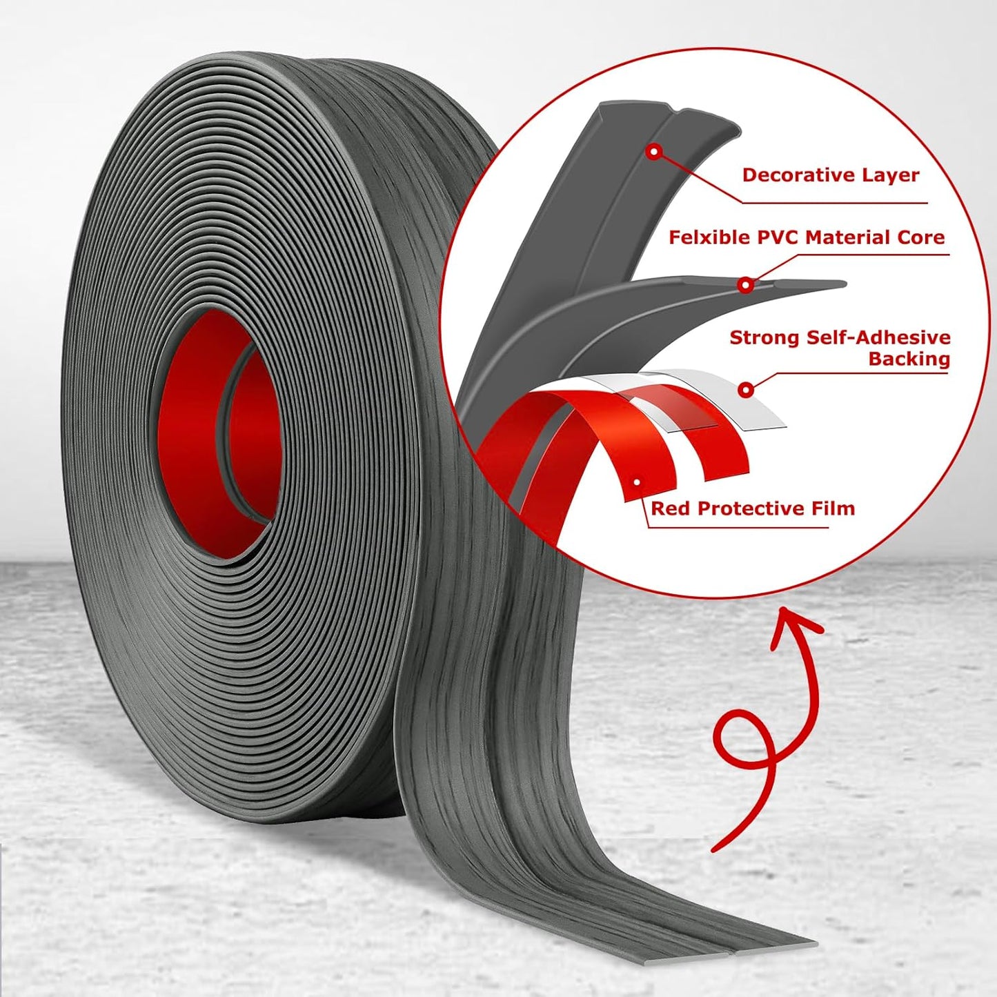 Flexible Wall Corner Protector Moulding Trim Peel and Stick Wall Corner Guards Edge Protector Self Adhesive Molding Trim Strip for Edge Ceiling (Deep Gray Wood Grain, 1.6 in x 20 Ft)