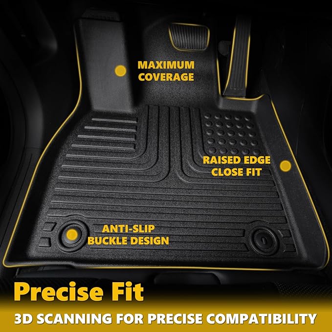 Floor Mats for Ford Maverick Hybrid 2022-2025 All Weather Automotive TPE Liners Set Anti-Slip Waterproof Floor Liners Accessories, Black