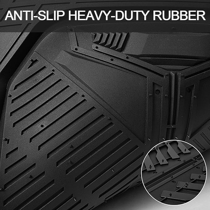 CAR PASS Heavy Duty Rubber Car Mats, Deep-Dish All Weather 3 Row Car Floor Mats for 7 Seater 8 Seats 2nd & 3rd Row, Waterproof Anti-Slip Universal Trim-to-Fit for SUV, MPV, 7 Passengers Vehicle