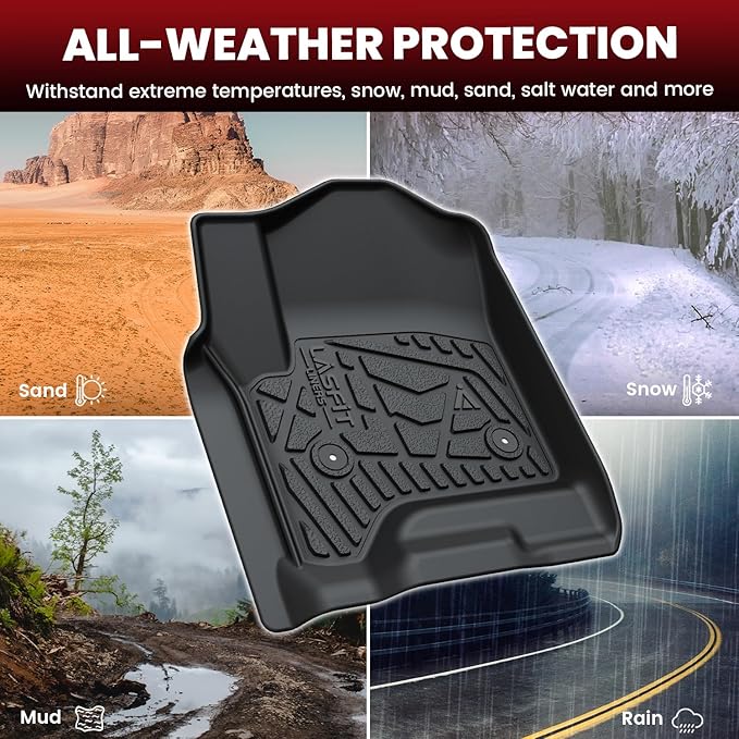 LASFIT Floor Mats 2014-2018 for Chevrolet Chevy Silverado/GMC Sierra 1500 Only Crew Cab, 2015-2019 Silverado/Sierra 2500HD 3500 HD, Only Crew Cab, with Carpet Floor, Only Fit 1st Row Bucket Seating