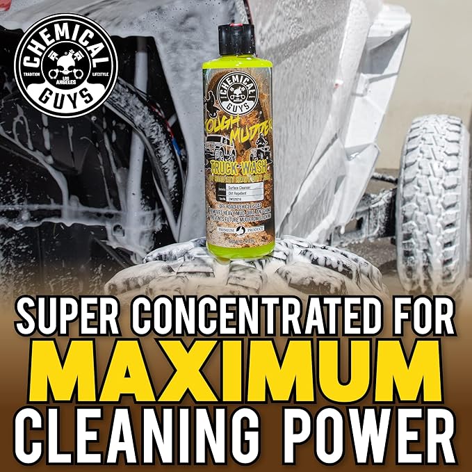 Chemical Guys Tough Mudder Foaming Heavy Duty Car Wash Soap – High Foaming Lemon Scent Shampoo for Trucks, Off Road Vehicles, ATVs and RVs – Works with Foam Cannons, Guns or Buckets, 128 oz