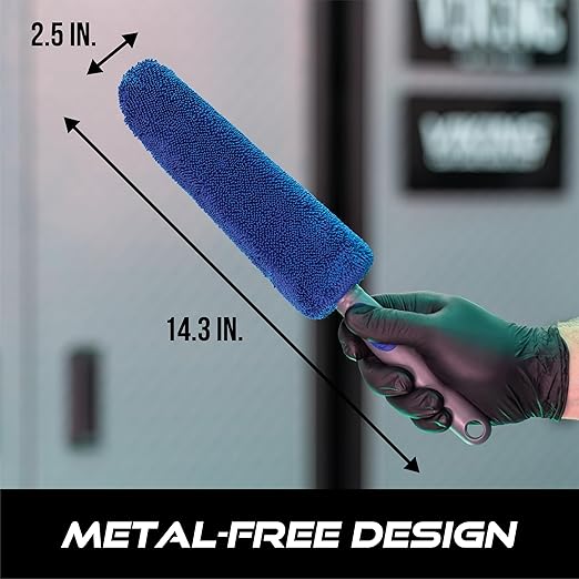 VIKING Wheel Brush or Rim Brush for Car, Metal Free, Blue, 2.5 Inch x 14.3 Inch