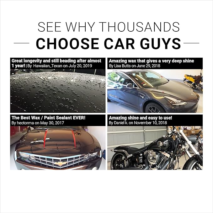 CAR GUYS Liquid Wax | Advanced Car Wax | Superior Protection with a Carnauba Shine | For all Paint Colors and Excellent Black | 8 Oz Kit