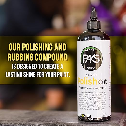 Paks Polish Cut Car Compound, Advance Cutting Compound and Rubbing Compound for Cars, 16-oz Car Polish Compound, Buffing Compound and Car Swirl Remover for Car Paint Correction Kit