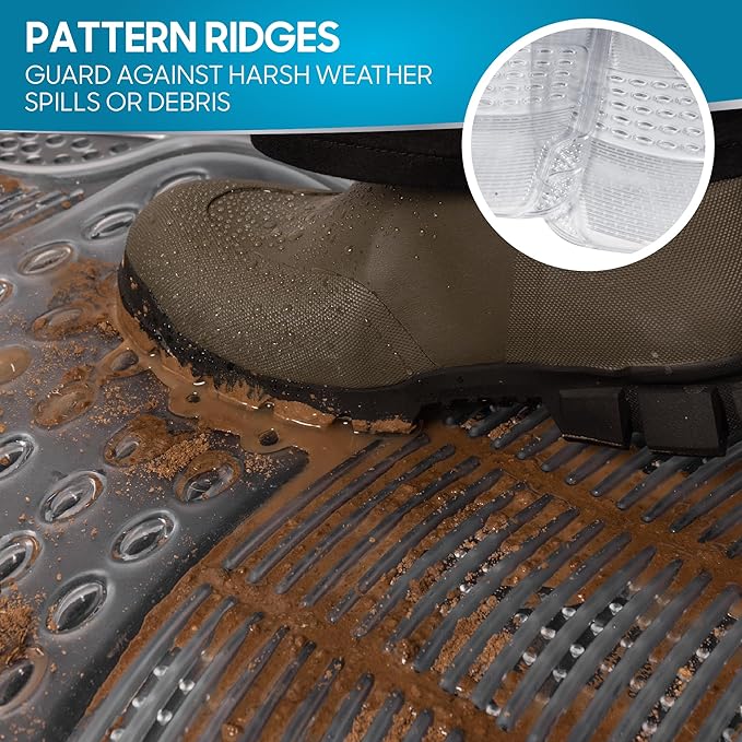 BDK 4-Piece Rubber Transparent Clear Floor Mats Heavy Duty for Front & Rear Car Truck Van SUV, All Weather Protection, Universal Fit