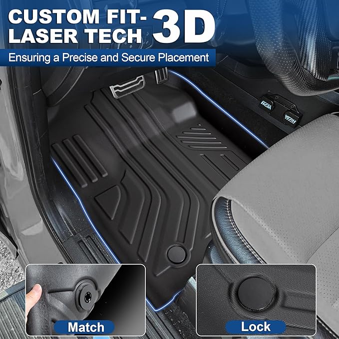 WEIZE Floor Mats for Ford F250/F350/F450 2017-2024 2025, All Weather Floor Liner Custom Fit for F250 F350 F450 Super Duty Crew Cab Rear Seat with Under Seat Fold Flat Storage 3 Pcs