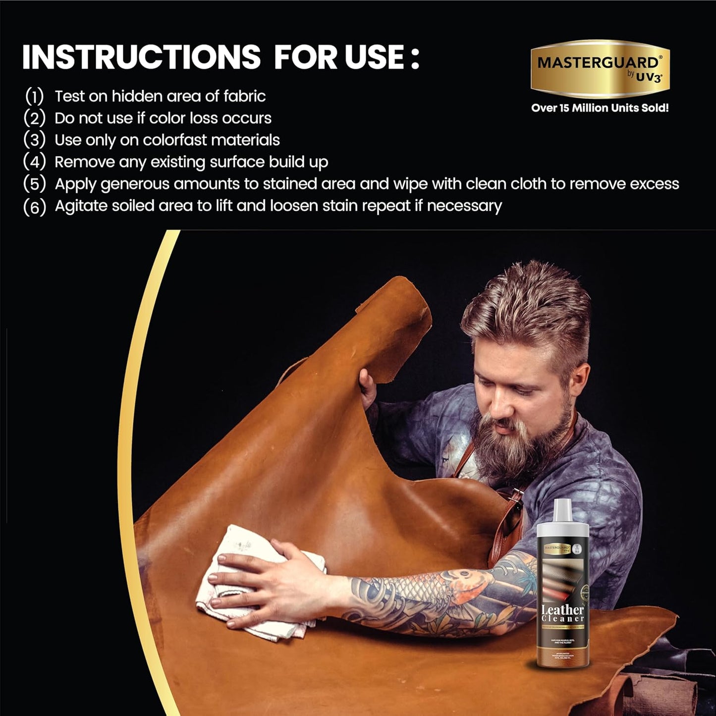 Leather Cleaner: Water-Based Solution for Car Interiors, Furniture, Shoes, Boots, Purses and More! - Leather Cleaner for Seats, Sofas, and More - 12 oz