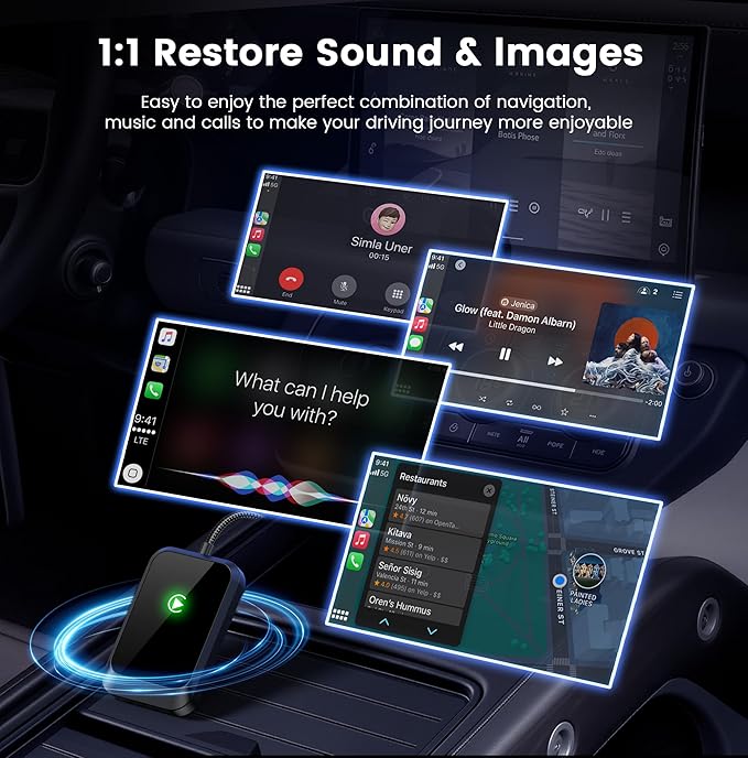 Wireless CarPlay Adapter: Wireless Conversion for iPhone – Plug-and-Play Connectivity with USB-A Extension & USB-C Connector, Zero Latency, Compatible with 2016+ Cars & iOS 10+