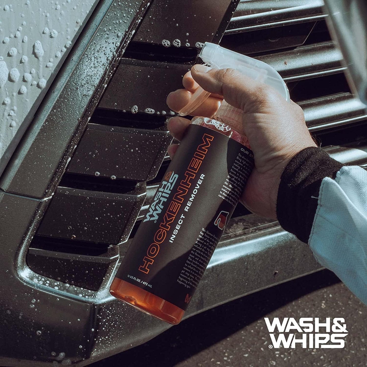WASH&WHIPS Hockenheim Bug & Insect Remover - Professional Strength, Non-Scratching - Car Detailing, RVs, Boats - 16 fl oz (w/Microfiber Towel)