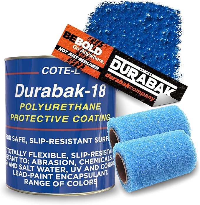 Durabak-18 Textured Truck Bed Liner Gallon KIT - Roll On Coating | DIY Custom Coat for Bedliner and Undercoating, Auto Body, Automotive Rust Proofing, Boat Repair (Gallon, Vivid Blue)