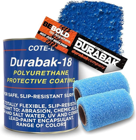 Durabak-18 Textured Truck Bed Liner Gallon KIT - Roll On Coating | DIY Custom Coat for Bedliner and Undercoating, Auto Body, Automotive Rust Proofing, Boat Repair (Gallon, Vivid Blue)