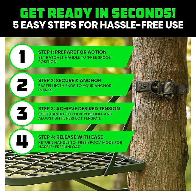 Rhino USA x Realtree Ratchet Straps Tie Downs (4-Pack) - 1 Inch x 15 Feet (1,823lb Break Strength) - Ultimate Tie Down Straps with Safety S Hooks - for Trucks, Cargo, Moving, Appliances - Camo