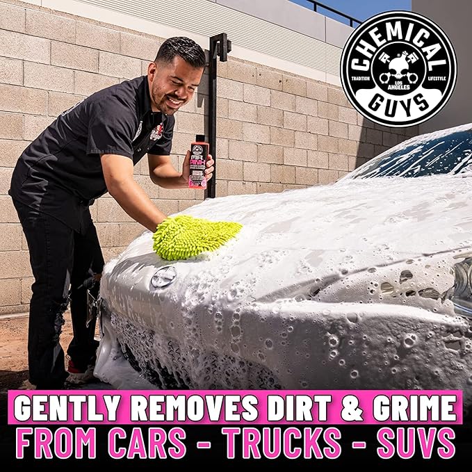 Chemical Guys Mr. Pink Foaming Car Wash Soap - High-Suds pH-Balanced Car Shampoo for Bucket Washes and Foam Cannons - Safe on Wax, Sealants, and All Paint Finishes - 16 oz Candy Scent