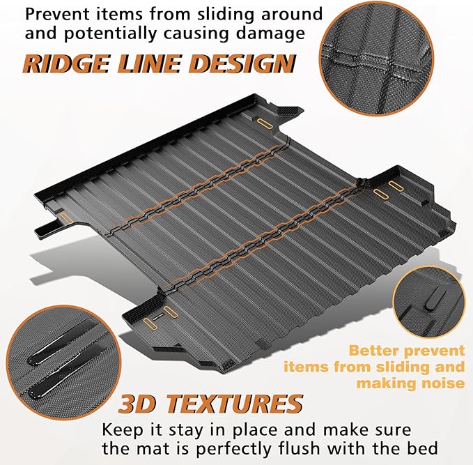 TripleAliners Truck Bed Mat Compatible with 2019-2024 2025 2026 Chevy Silverado/GMC Sierra 1500 Accessories 5'8'' Vehicle Bed Perfectly Flush All Weather Protection TPE Heavy Duty Pickup Cargo Mat