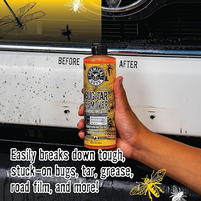 Chemical Guys Bug & Tar Wash Heavy Duty Bug, Tar, Grime, Tree Sap & Bird Dropping Remover - Safe for Paint, Glass, Chrome, Plastic & All Exterior Surfaces (64 oz) CWS_104_64