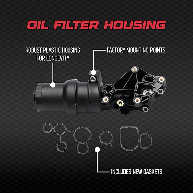 Engine Oil Filter Housing Assembly by AA Ignition- Replaces 07K115397A, 07K115397B, 07K115397D - Compatible with Audi and Volkswagen 2.5L - 2005-2014 Jetta, Golf Beetle, Passat, Rabbit, TT Quattro