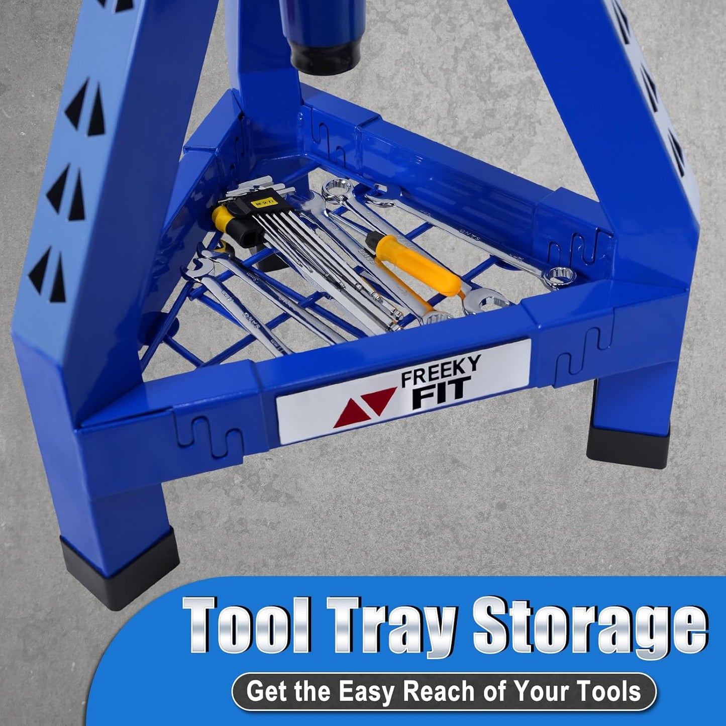 Adjustable Shop Stool,Garage Mechanic Stool Chair,Work Seat for Workshop, Adjustable Height, 360° Swivel Padded Square Seat,Tool Storage, 350 LBS Capacity, Heavy Duty, Blue