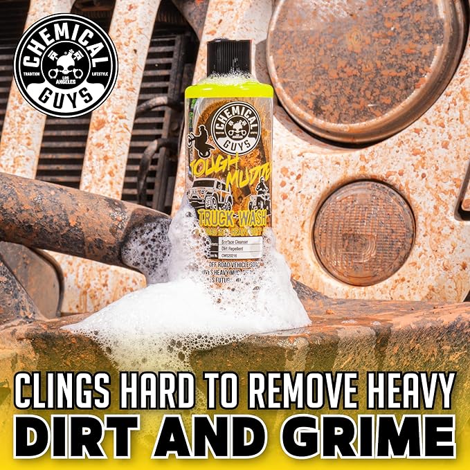 Chemical Guys Tough Mudder Foaming Heavy Duty Car Wash Soap – High Foaming Lemon Scent Shampoo for Trucks, Off Road Vehicles, ATVs and RVs – Works with Foam Cannons, Guns or Buckets, 128 oz