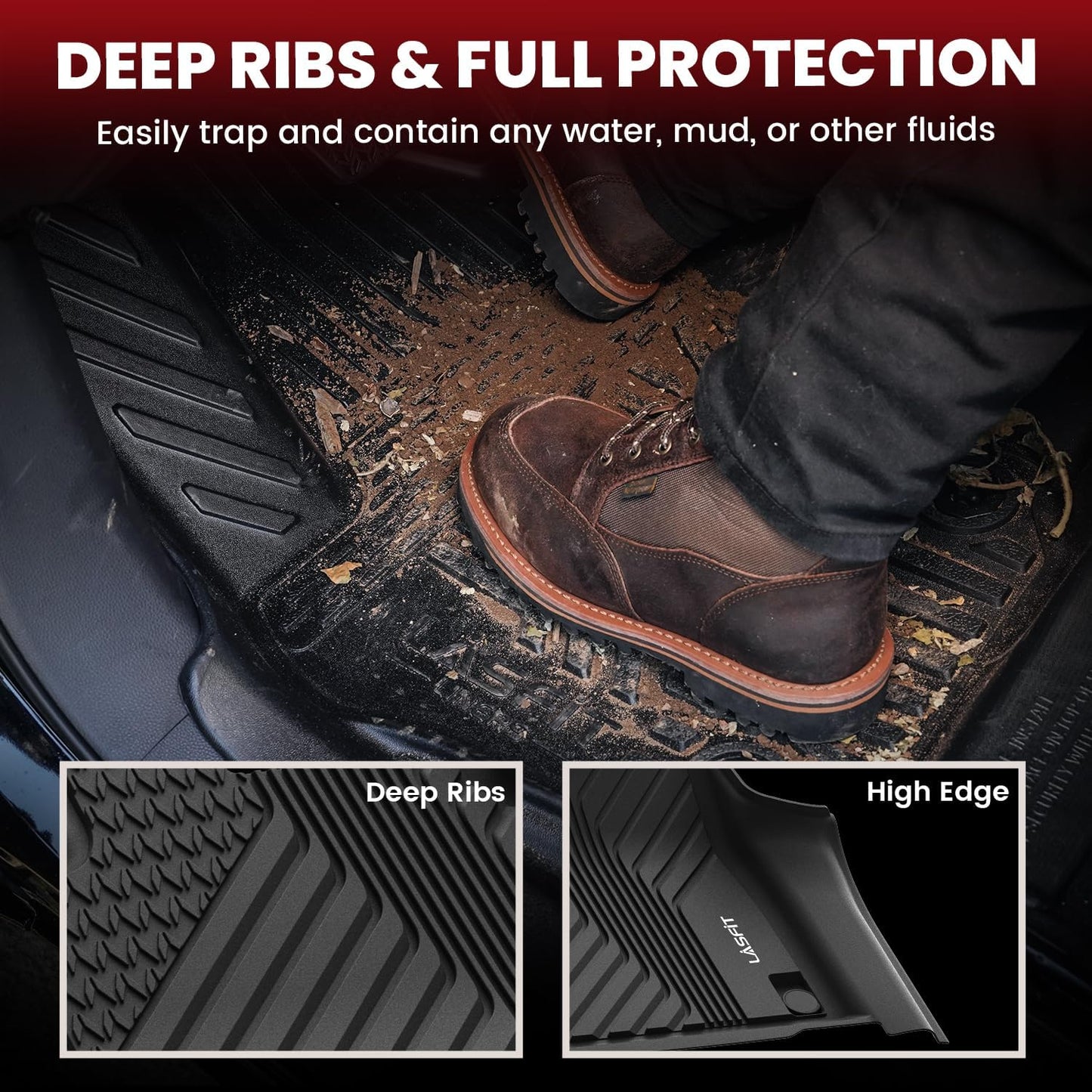 LASFIT Floor Mats for Acura MDX (2022-2026) All Weather Floor Liner TPE Custom Fit Car Mats for Acura MDX 1st & 2nd & 3rd Row Mats, Black,Tasteless, Durable and Easy to Clean