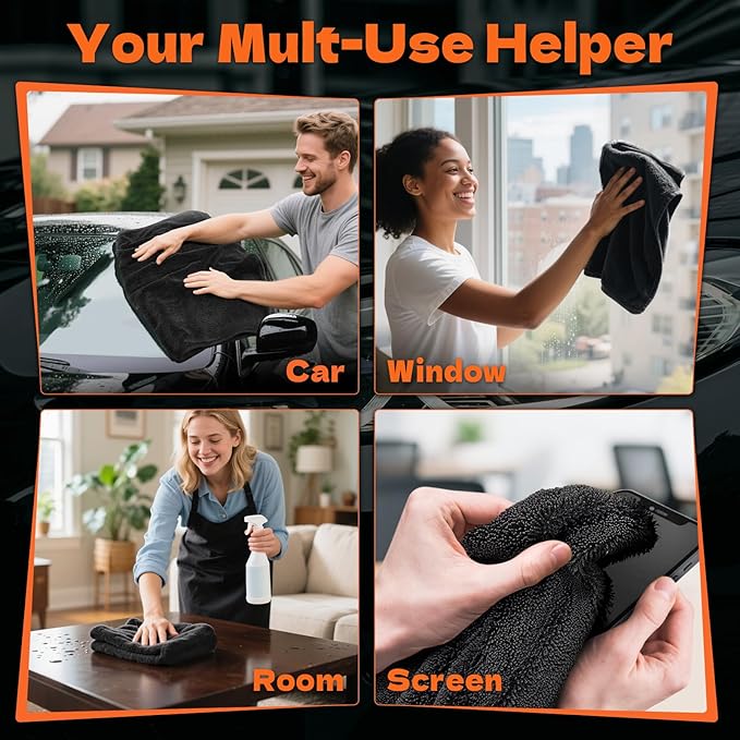 3-Pack Microfiber Towels for Cars (36"x24") - Car Drying Towel, Ultra Soft & Absorbent, Streak-Free & Scratch-Free, Car Towels Drying for Auto Detailing, Trucks, SUVs