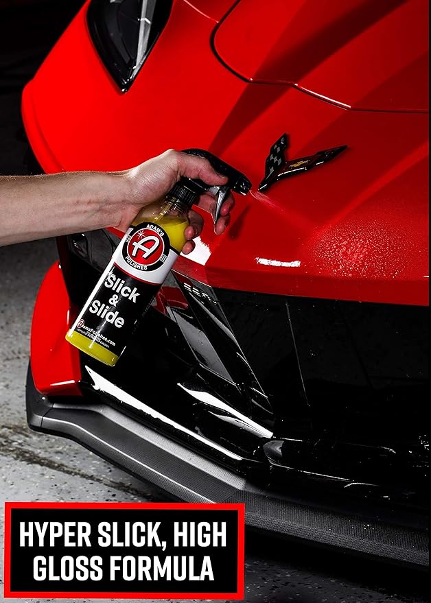 Adam's Polishes Slick & Slide Detail Spray - Hyper Slick Polymer Resin Technology Car Wash Spray Sealant - Car Wax Top Coat Quick Detailer Provides Superior Gloss, Shine, & Slickness (16 Oz)