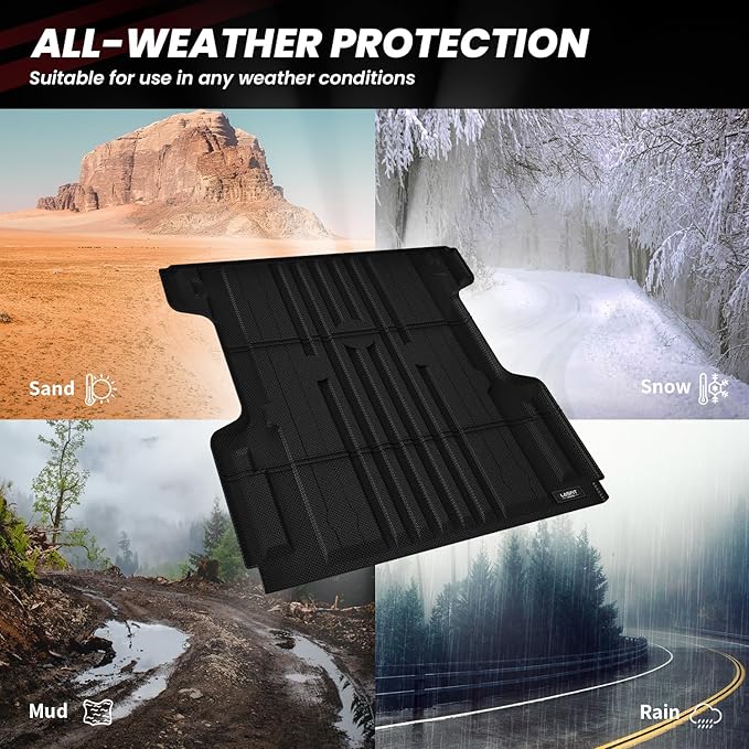 LASFIT Bed Mat for Nissan Titan 2017-2024 & Titan XD 2016-2024 5.6FT/67 inchs (Not Fit Equipped Truck Bed Storage), All Weather TPE Custom Fit Truck Bed Mat Liner for 17-24 Titan & 16-24 Titan XD