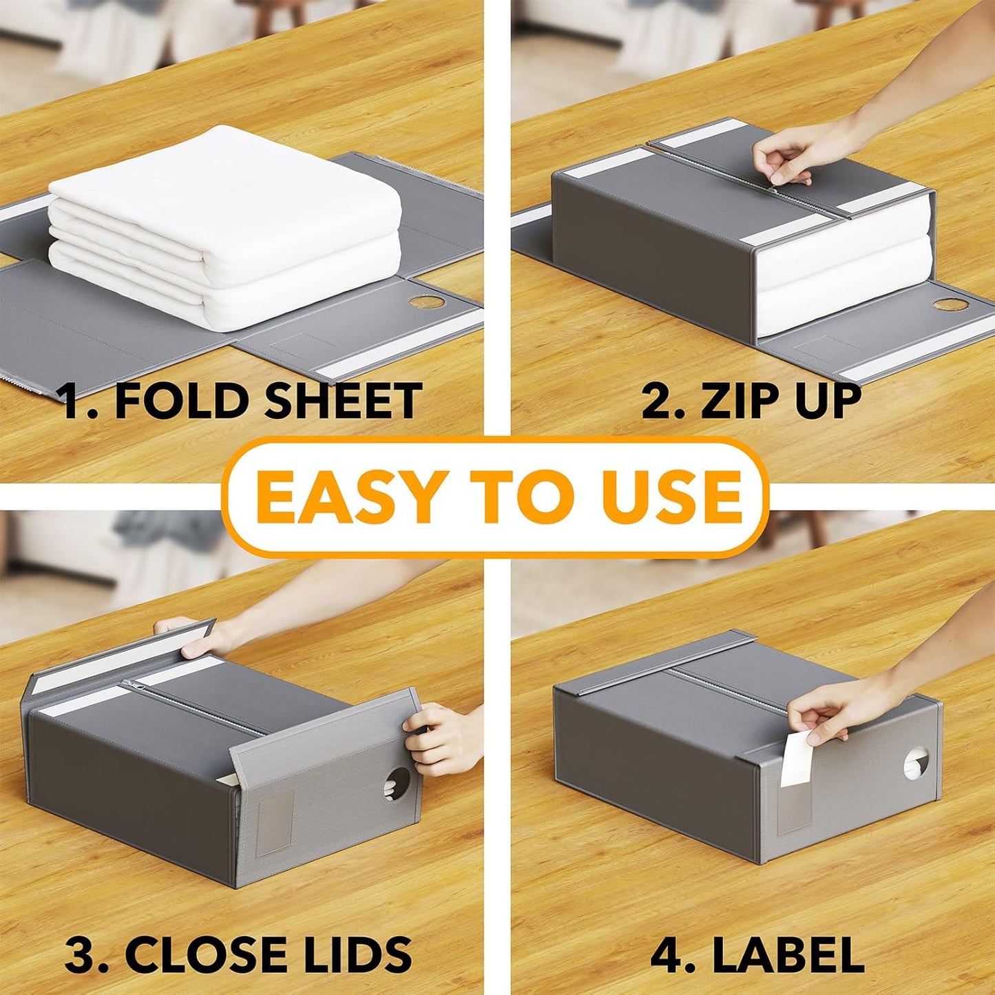 SpaceAid 9 Pack Bed Sheet Organizers and Storage, Foldable Sheet Organizer with Window for Linen Closet, Set Folder Keeper for Queen & King Size Bedding Storage (Gray)