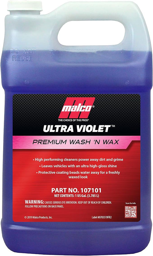 Malco Ultra Violet Premium Wash'n Wax – Best 2-In-1 Car Wash and Wax/Cleans and Provides A Durable, High-Gloss Shine in One Fast and Easy Step / 1 Gallon (107101)