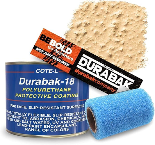 Durabak-18 Textured Truck Bed Liner Quart KIT - Roll On Coating | DIY Custom Coat for Bedliner and Undercoating, Auto Body, Automotive Rust Proofing, Boat Repair (Quart, Sand)