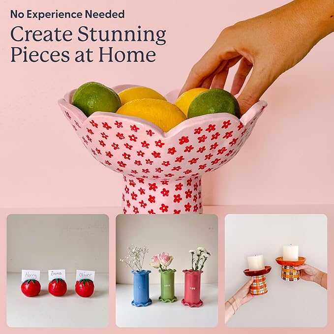 Sculpd - The Original Pottery Kit - Complete Air Dry Clay Kit for Adults Includes Sculpting Tools, Varnish, Paint Brushes, Guides, Arts & Crafts Sets, Gloss Varnish with Classic Tones