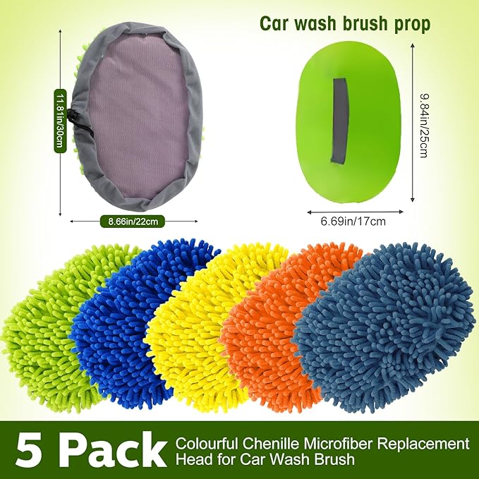 Layhit 5 Pcs Car Wash Mitt Set, Brush Not Included, Microfiber Mitt Cleaning Car Truck Washing Tools Kit RV Pickup Chenille Scratch Replacement(Multicolor)