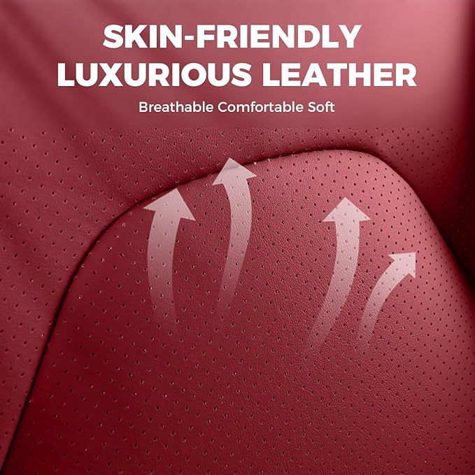 FREESOO Car Seat Covers Full Set,Waterproof Automotive Seat Covers, Leather Cars Interior Covers, Seats Protection Universal fit Babies & Adult (Wine Red)