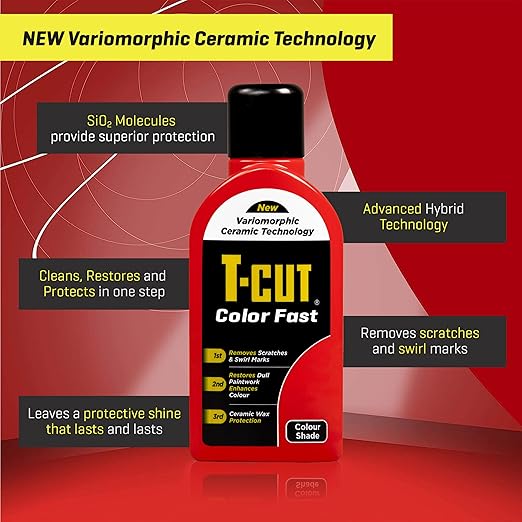 T-Cut Light Red Scratch Remover Color Fast Paintwork Restorer Car Polish, 13 Colors Available, 17 Fl Oz