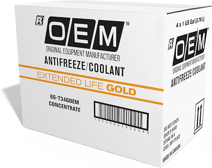 Recochem OEM 86-734GOEM-4PK Gold Premium Antifreeze Concentrate Extended Life GOLD, 1 gallon, 4 Pack