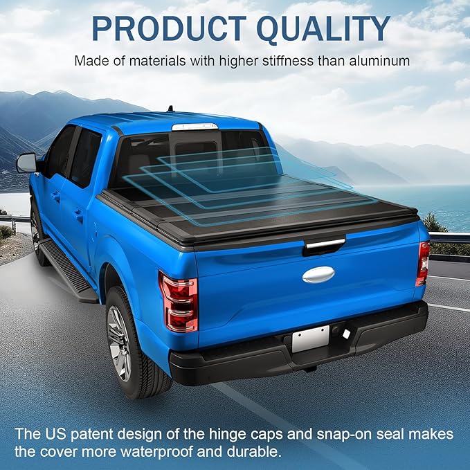 Hard Tri-Fold Truck Bed Tonneau Cover Compatible with 2015-2024 Ford F-150 8FT Bed