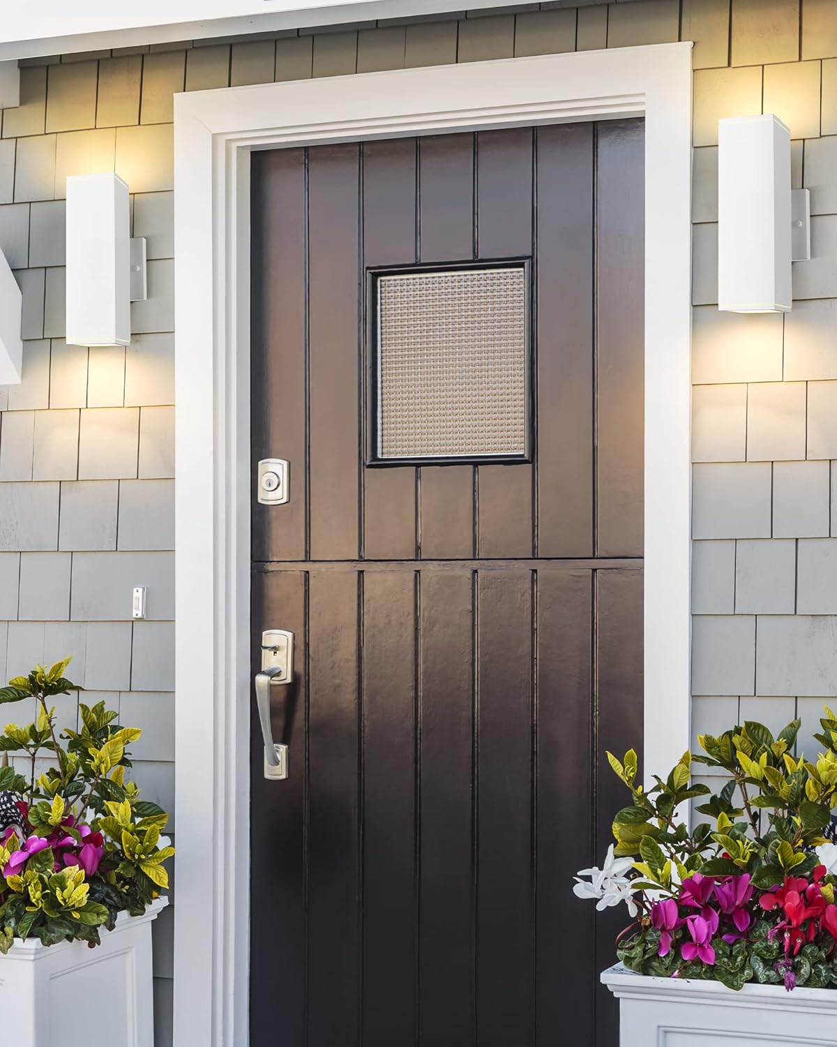 Ken & Ricky Outdoor Wall Sconces, Modern Up and Down Outdoor Light Fixture, Square Exterior Light Fixture with Sanded White Finish - 1 Pack