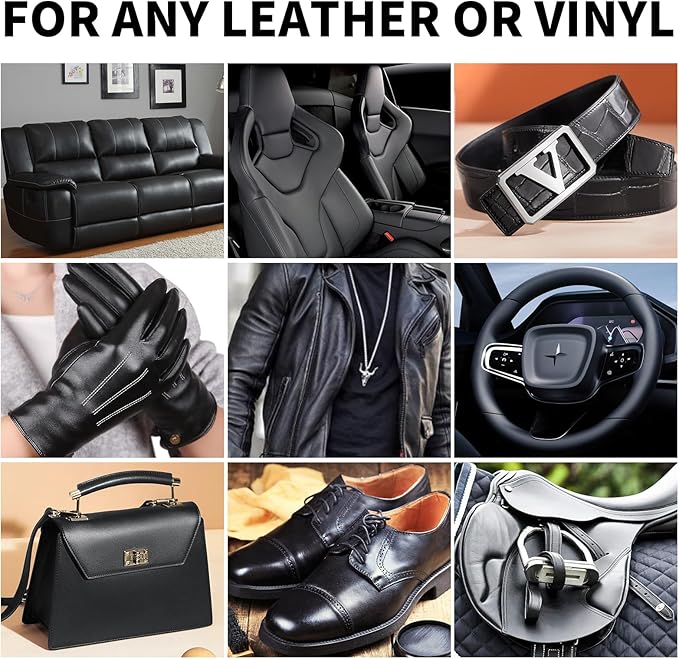 8.5oz Leather Recoloring Balm with 100ml Mink Oil,Black Leather Repair kit for Furniture and Car Interior,Leather Couch Scratch Repair,Leather Dye Paint,Mink Oil for Leather