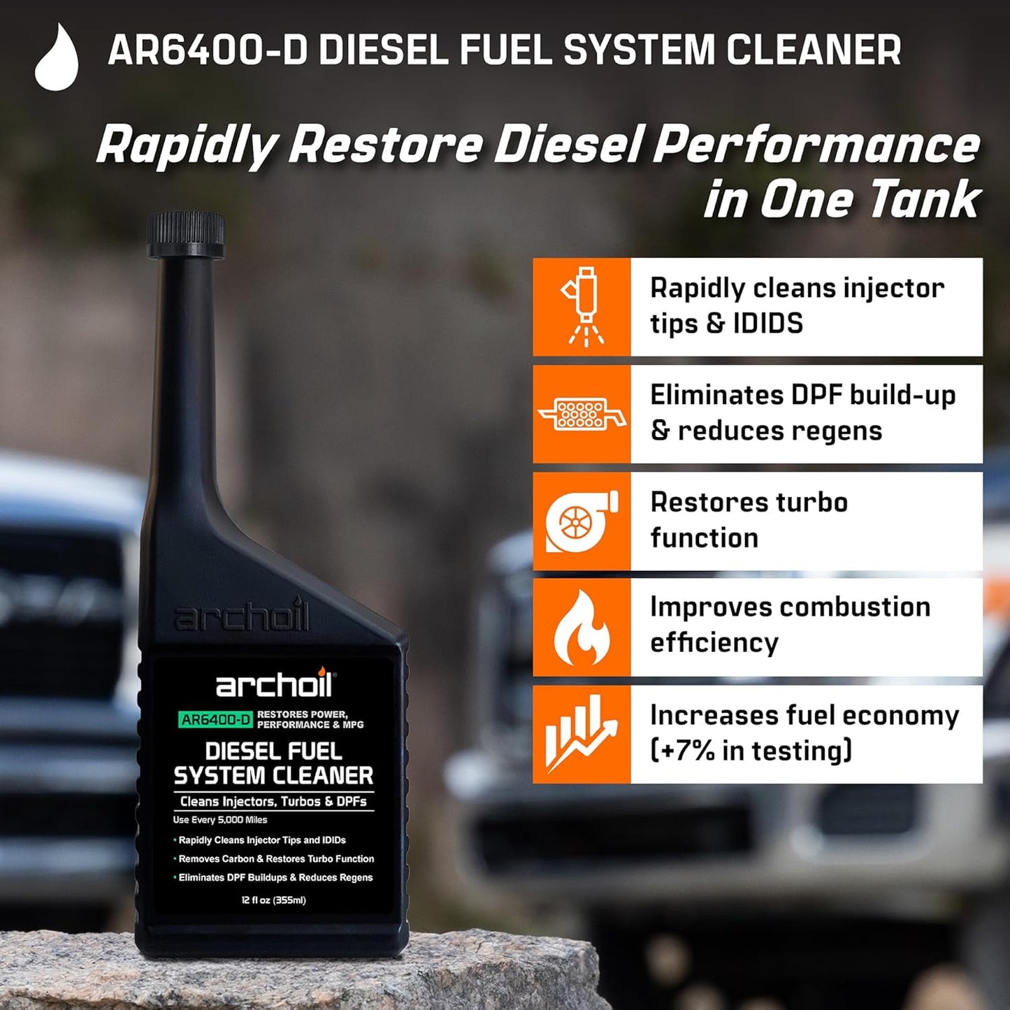 Archoil Ultimate Diesel Kit - AR9100 Friction Modifier (16oz) + AR6500 Diesel Treatment (40oz) + AR6400-D Diesel Fuel System Cleaner (12oz)