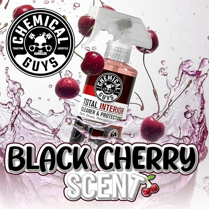 Chemical Guys Total Interior Cleaner and Protectant - Black Cherry Scent, Cleans and Protects Leather, Vinyl, Plastic, Rubber, Glass, and Fabric, Safe for Cars, Trucks, SUVs, RVs, and More - 16 oz