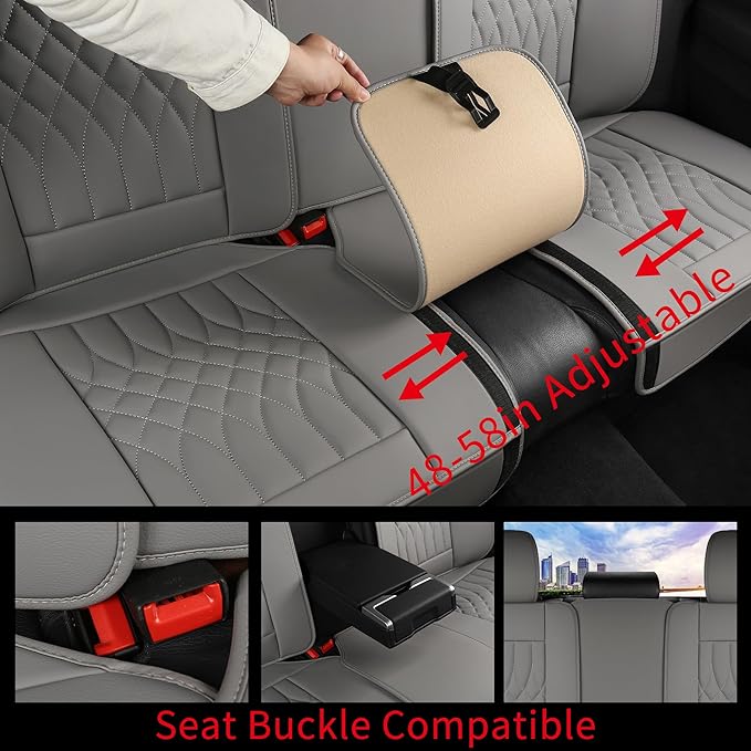 Car Seat Covers 5 Seats Full Set, Waterproof Napa Leather Automotive Seat Protector for Cars SUV Truck Sedan, Universal Anti-Slip Car Seat Cushion Interior Accessories, Gray