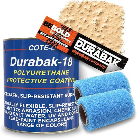 Durabak-18 Textured Truck Bed Liner Gallon KIT - Roll On Coating | DIY Custom Coat for Bedliner and Undercoating, Auto Body, Automotive Rust Proofing, Boat Repair (Gallon, Sand)