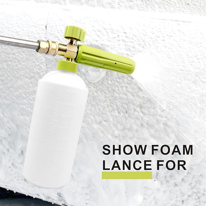 Foam Cannon 1 L Bottle Car Wash Snow Foam Lance with 1/4" Quick Connector Pressure Power Jet Washer Quick Release Adjustable Nozzle