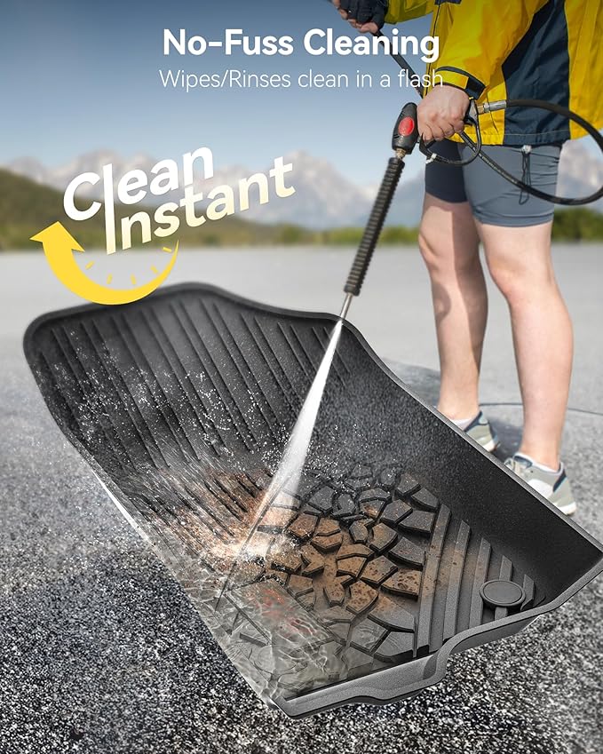 3W Floor Mats Fit for Jeep Wrangler 4XE 2021-2024 2025 Hybrid 4 Door (Non JL or JK), Black All-Weather TPE Floor Liner for 1st and 2nd Row Full Set Car Mats, Red Logo